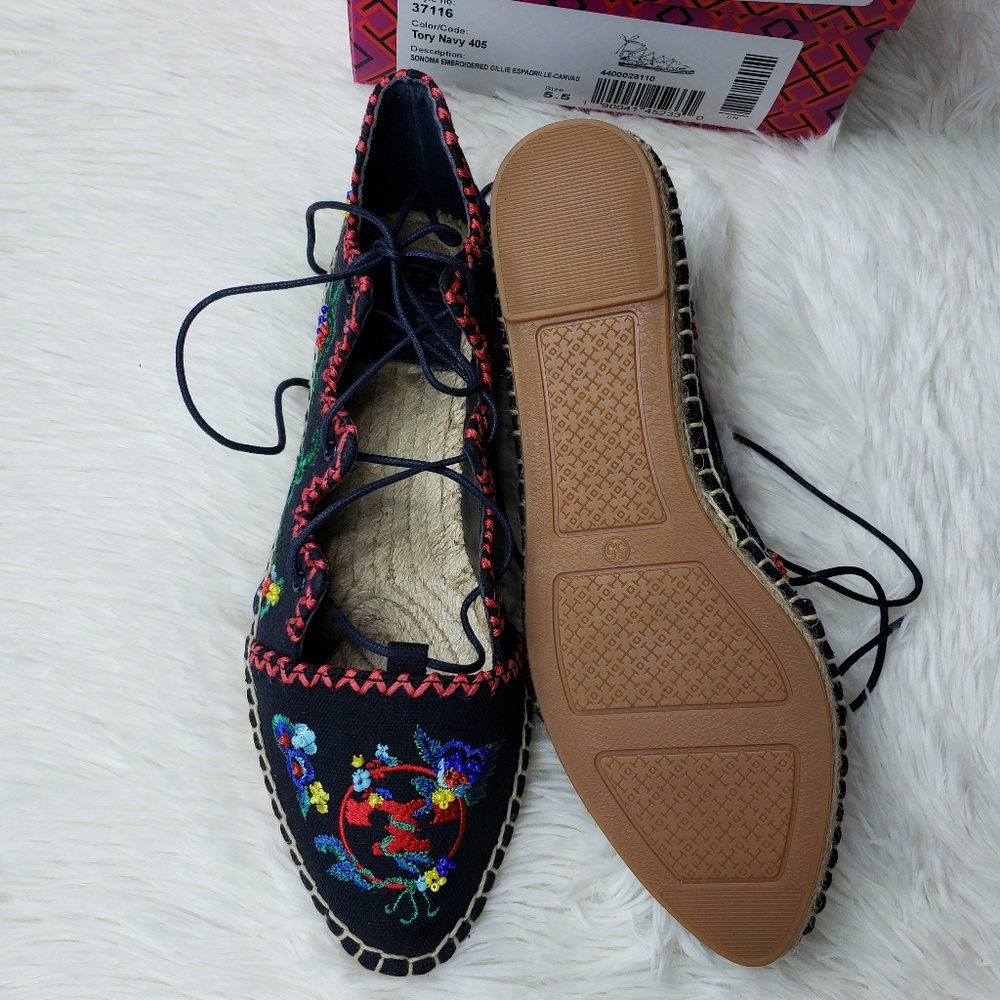 Tory Burch Sonoma Embroidered Gillie Espadrille - Picture 2 of 8